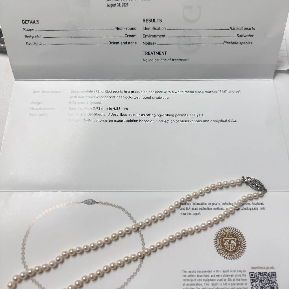 Natural salt water ( Basra) pearl necklace 4mm